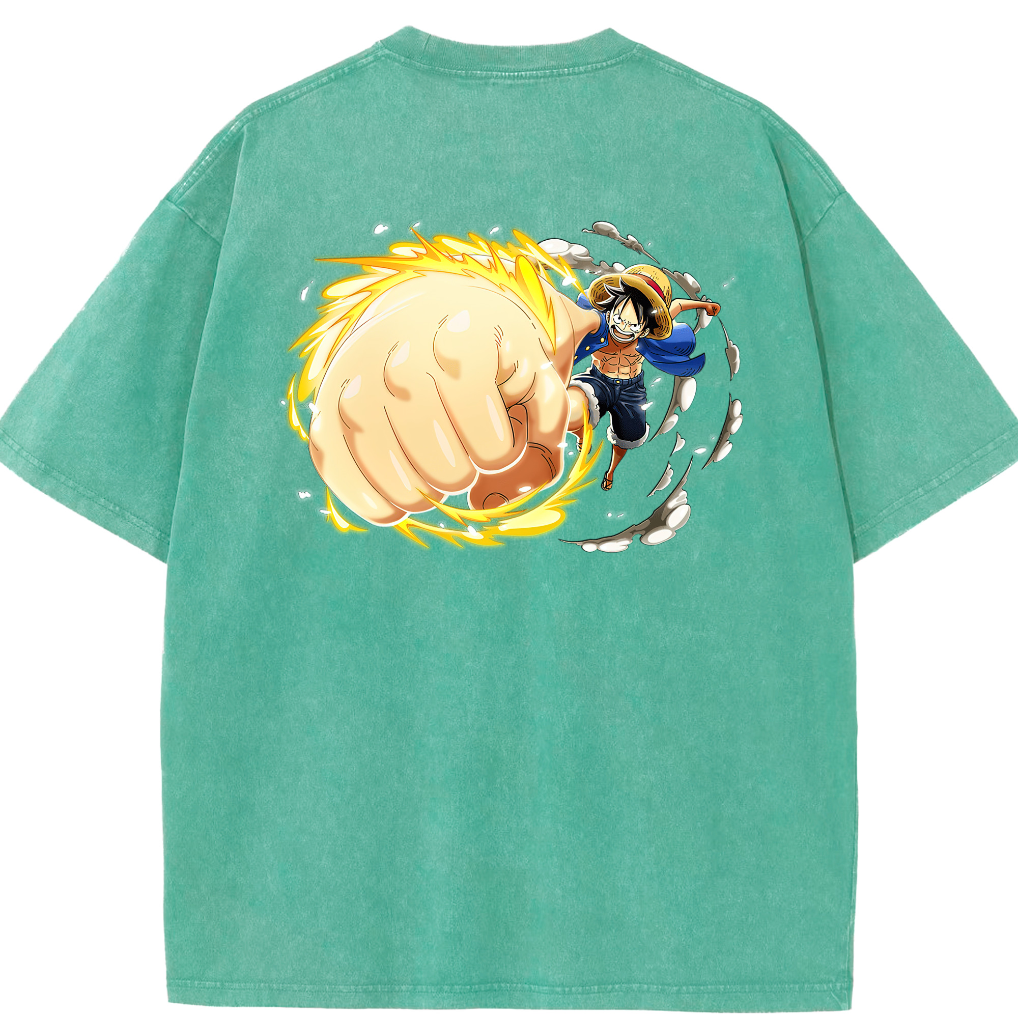 ワンピース モンキー・D・ルフィ ONE PIECE Monkey D. Luffy 綿100% ヴィンテージ風 半袖Tシャツ（背面プリント）